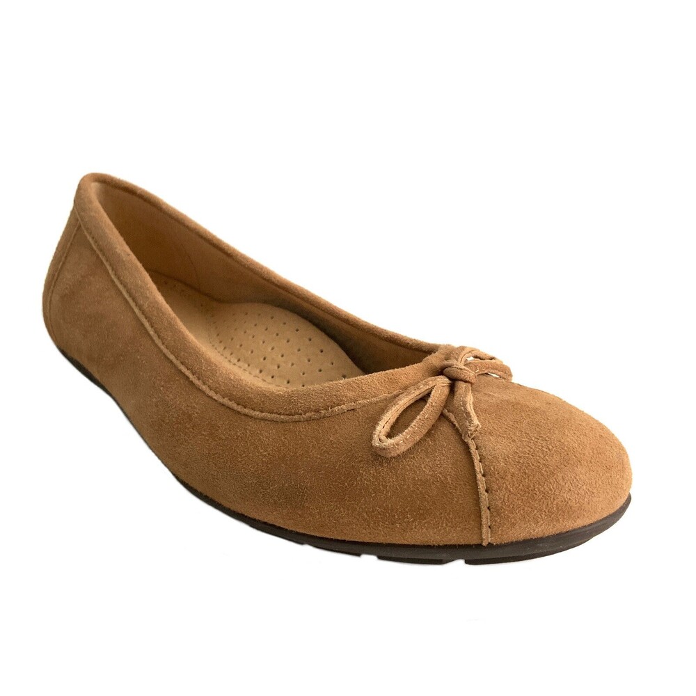 L.L. Bean Suede Bow Front Flats Tan 7